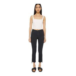 MOTHER Insider Crop Step Fray Guilty Racer Black Womens Sz 24